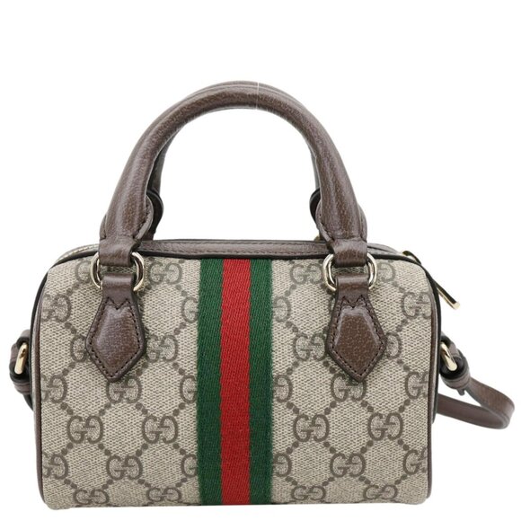 Gucci Ophidia Mini GG Supreme Canvas Boston Shoulder Bag Beige 838478 - Picture 4 of 13